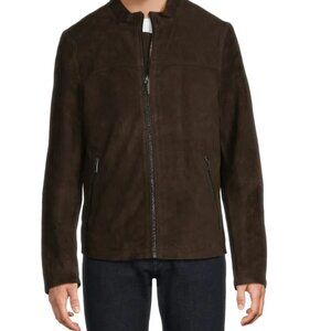 NWT Karl Lagerfeld Men's Dark Brown Suede Jacket Size Large